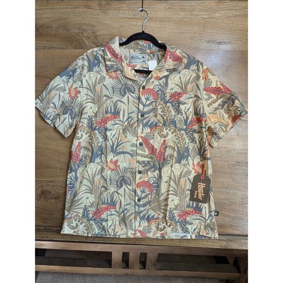 Howler Brothers Monoloha Shirt Mens Medium Tan Ottine Scene Floral Hawaiian NWT - Picture 1 of 4